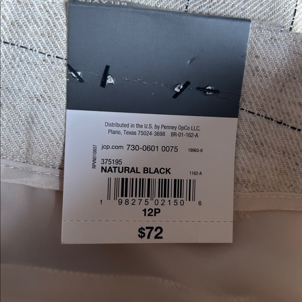 NWT Worthington mid rise relaxed natural black pants size 12 petite - Picture 5 of 7